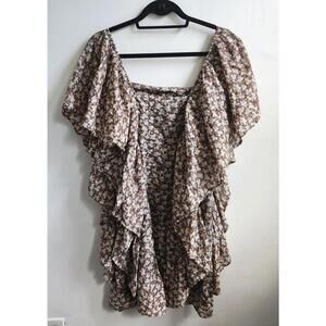 Jill Stuart Dress Womens 8 Floral Ruffle Boho Mini Short Sleeve Layered